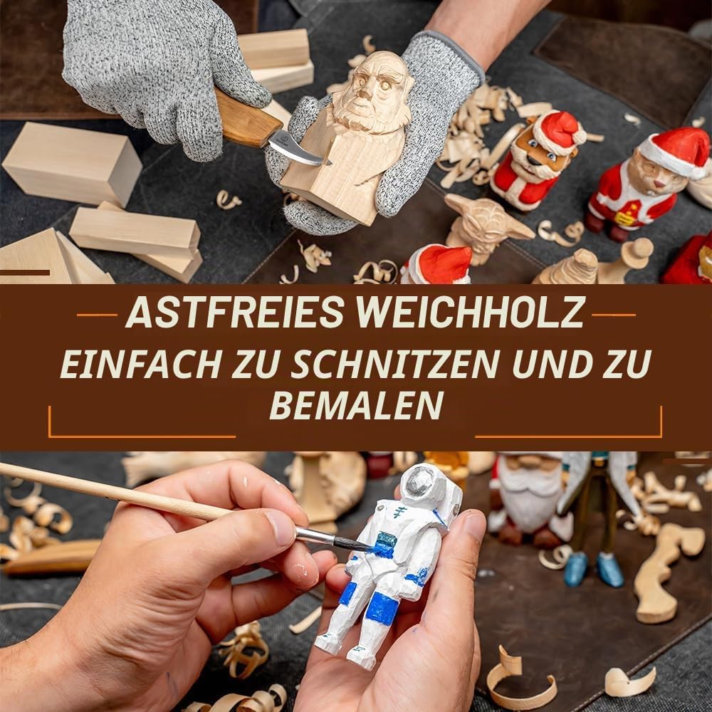 BeaverCraft BW19 Stück Lindenholz-Schnitzblöcke, Schnitzholz-Schnitzblöcke, Linde zum Schnitzen von