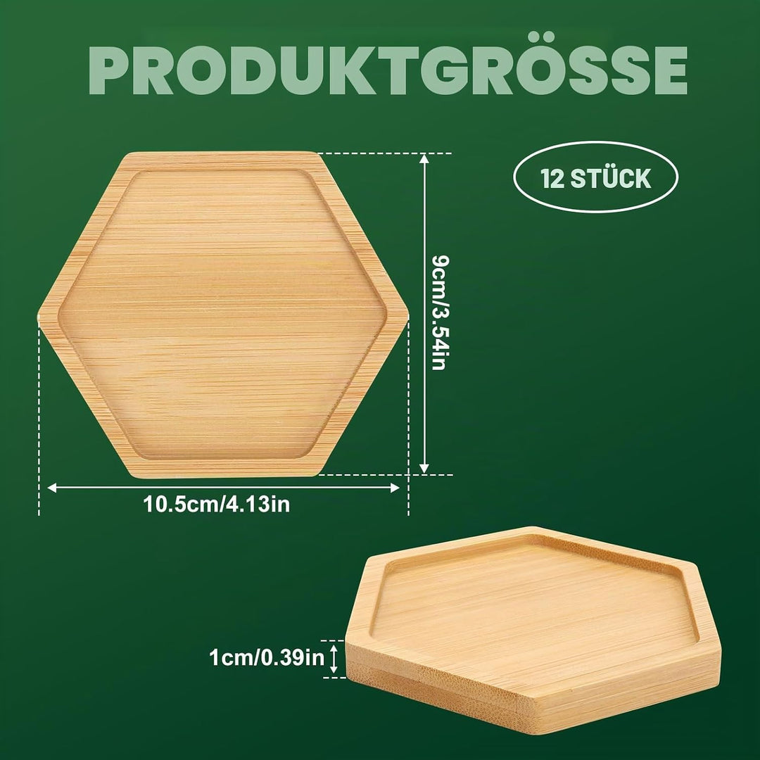 12 Stück 10cm Bambus Untersetzer sechseckig, Mosaik Untersetzer Bastelset, Leere Holzuntersetzer aus