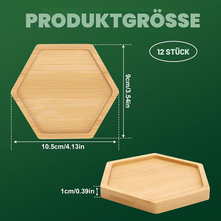 12 Stück 10cm Bambus Untersetzer sechseckig, Mosaik Untersetzer Bastelset, Leere Holzuntersetzer aus
