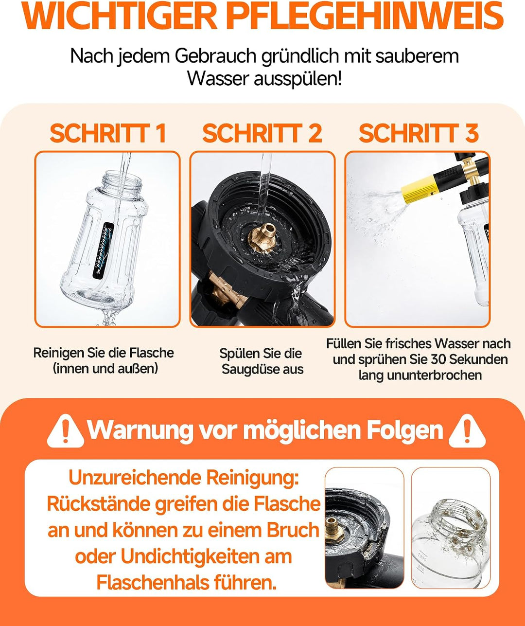 Verbesserte Schaumlanze Schaumkanone für Kärcher K-Serie K2 K3 K4 K5 K6 K7 Hochdruckreiniger, 1L Sch