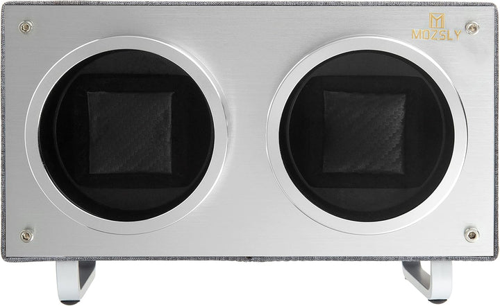 MOZSLY Doppel Uhrenbeweger für Automatik-Uhren mit leisem Motor 12 Rotationsmodi Einstellung Leder G