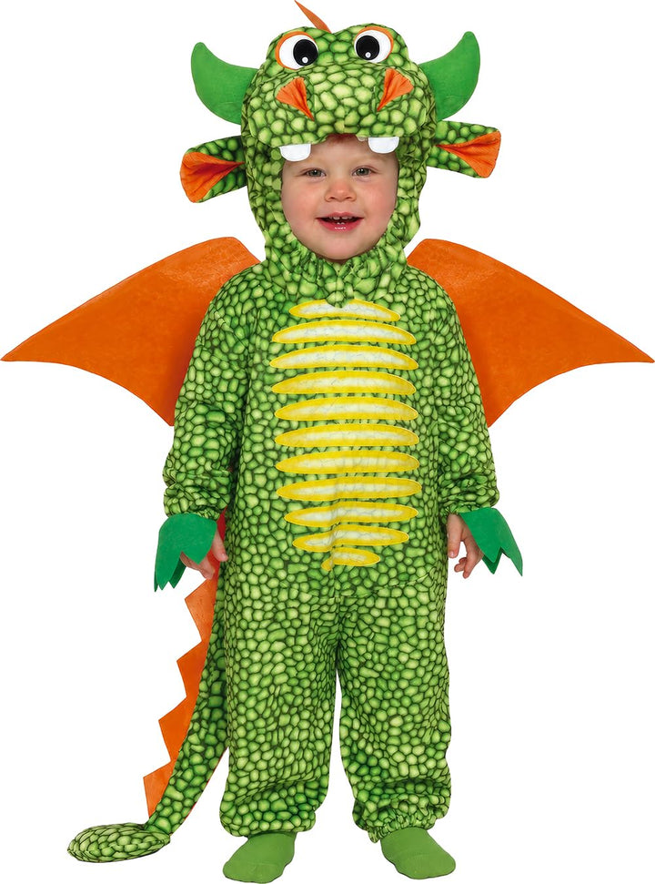 FIESTAS GUIRCA | Drache Kostüm für Kinder - Overall mit Kapuze, Flügeln und Schwanz - Tier- und Mitt