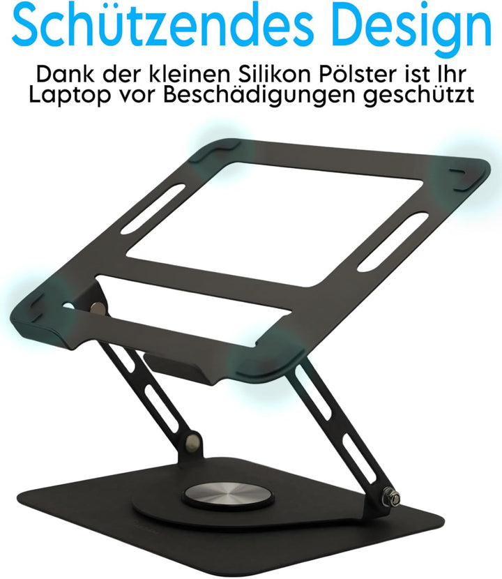 Kigam Laptopständer für Schreibtisch [360 Grad Drehbar] Höhenverstellbar Ergonomischer Tragbarer Lap