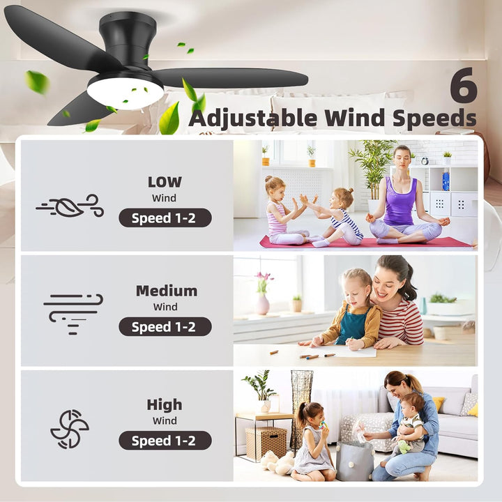 Deckenlampe mit Ventilator,Schwarz,Ø100cm App Steuerung & Fernbedienung Deckenventilator mit Beleuch