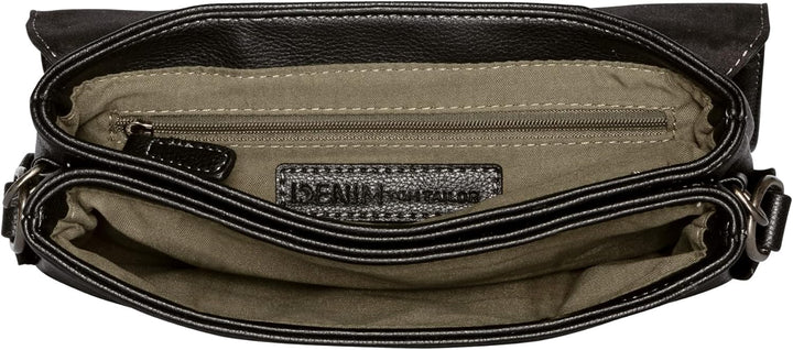 TOM TAILOR Damen Denim Bags Suzan Umhängetasche Umschlagtasche Mittelgross Beige Schwarz, Schwarz