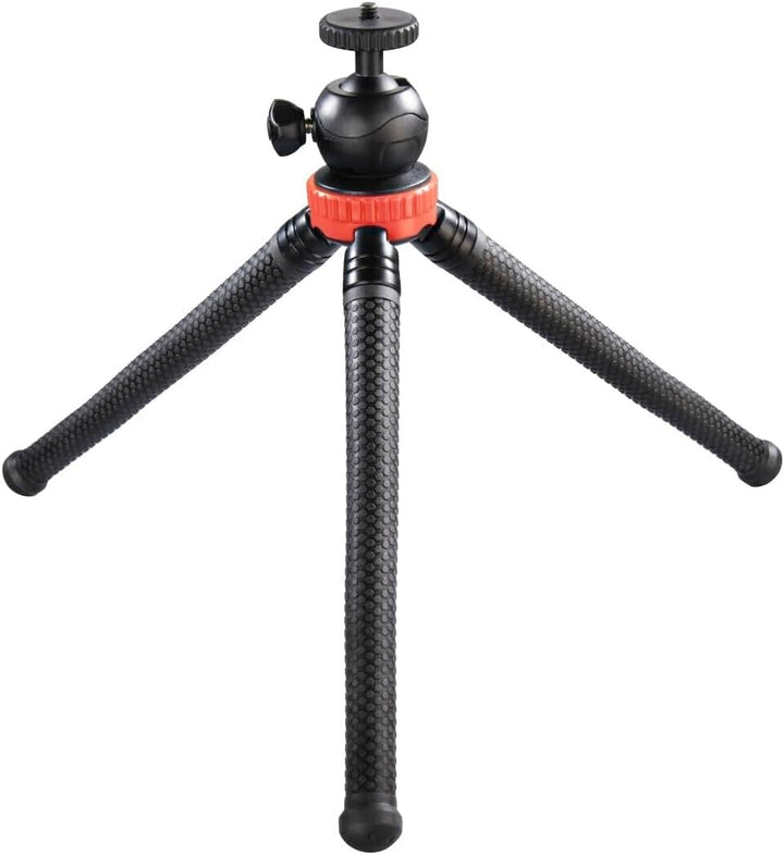 Hama Stativ Flexpro (für Smartphone, GoPro und Kameras, mit Gelenkfüssen, Höhe 27 cm) schwarz/rot sc