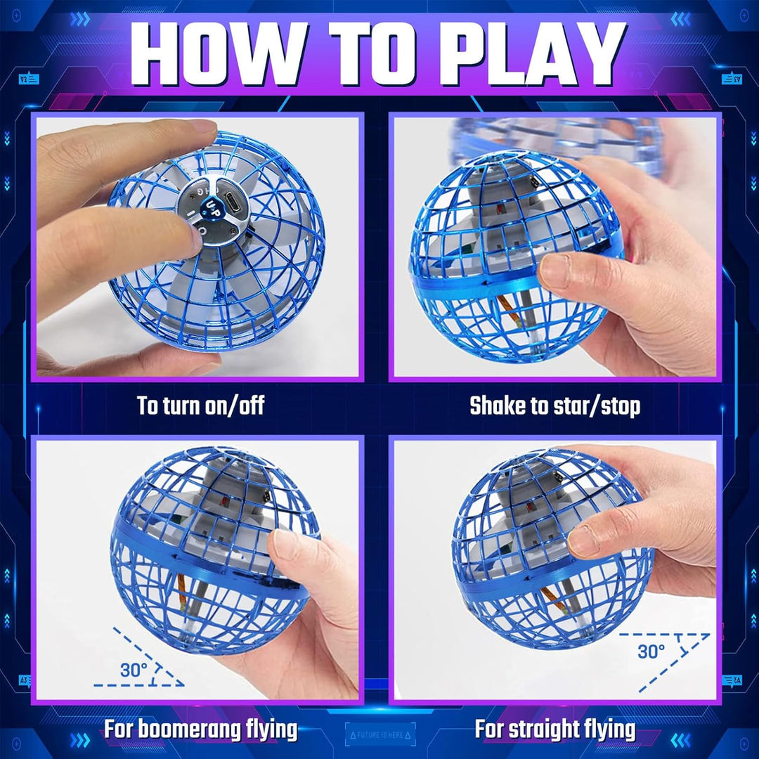 Sosuy 2025 Fliegender Ball Spielzeug FüR Junge, Hover Flying Rotierender Schwebeball Magischer Boome