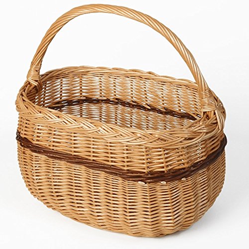 WEIDENPROFI Weidenkorb, Einkaufskorb aus Weide 2-farbig, oval (LxBxH) ca. 44 x 28 x 24 cm, inkl. Tra