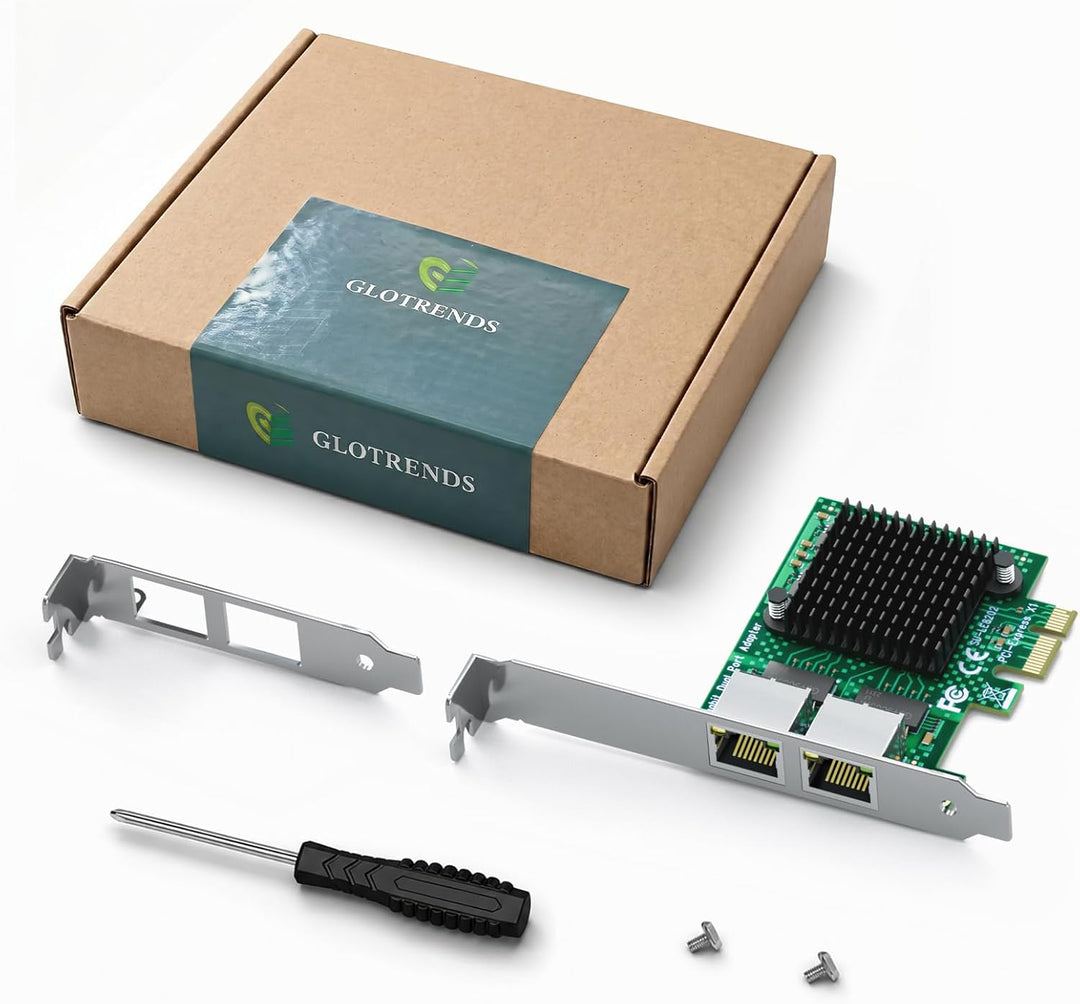 GLOTRENDS LE8202 2-Port Gigabit PCIe Ethernet Netzwerkkarte, 2 x RTL8111H Chip, 2 x RJ45 LAN Port, P