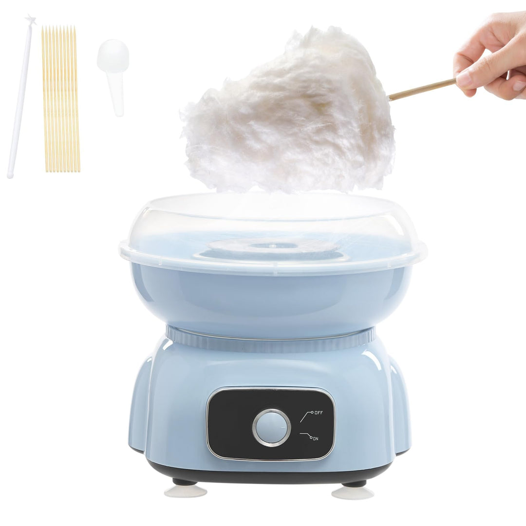 Zuckerwattemaschine Set, 500W Zuckerwatte Maschine mit Plastikstab Löffel und 10 Bambus-Stäbchen, 18
