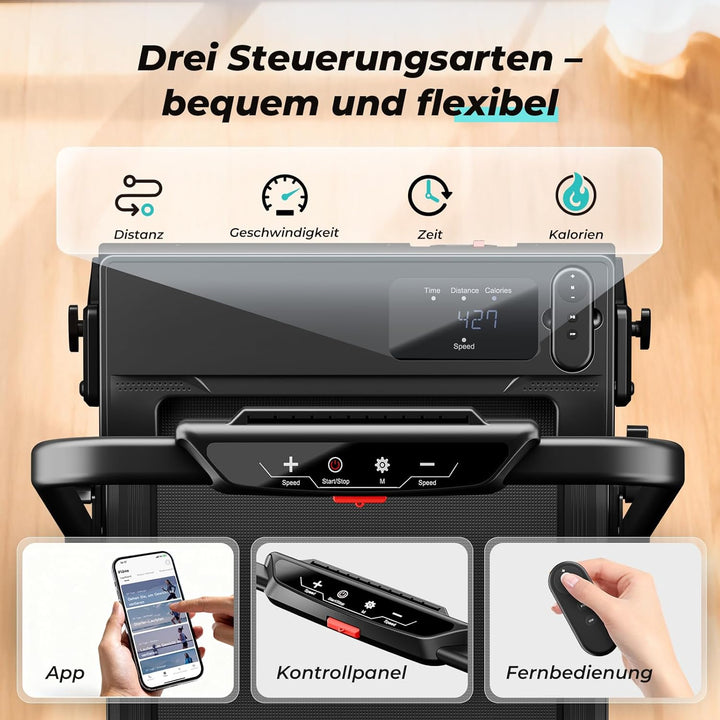 Laufband für Zuhause, JOLAUF Walking Pad, 1-12 km/h Klappbares Laufband mit 9% Steigung,LCD-Display,