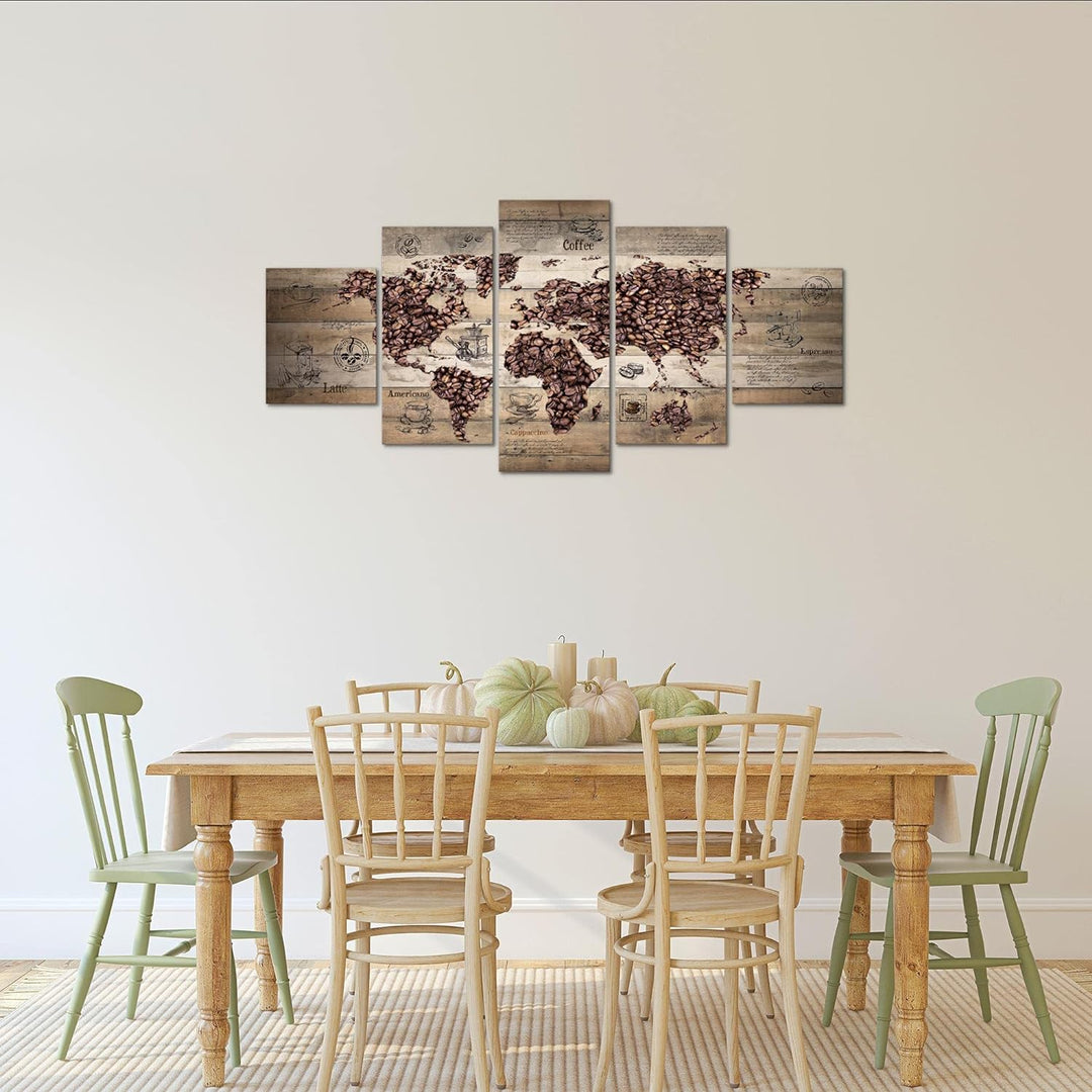 Runa Art Wandbilder Küche Kaffee 5 Teilig Bild auf Vlies Leinwand Deko Esszimmer Küchenbilder Weltka