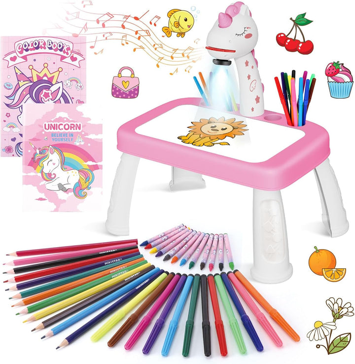 Einhorn Geschenke für Mädchen Zeichenprojektor für Kinder mit 72 Motiven Mädchen Geschenke Spielzeug