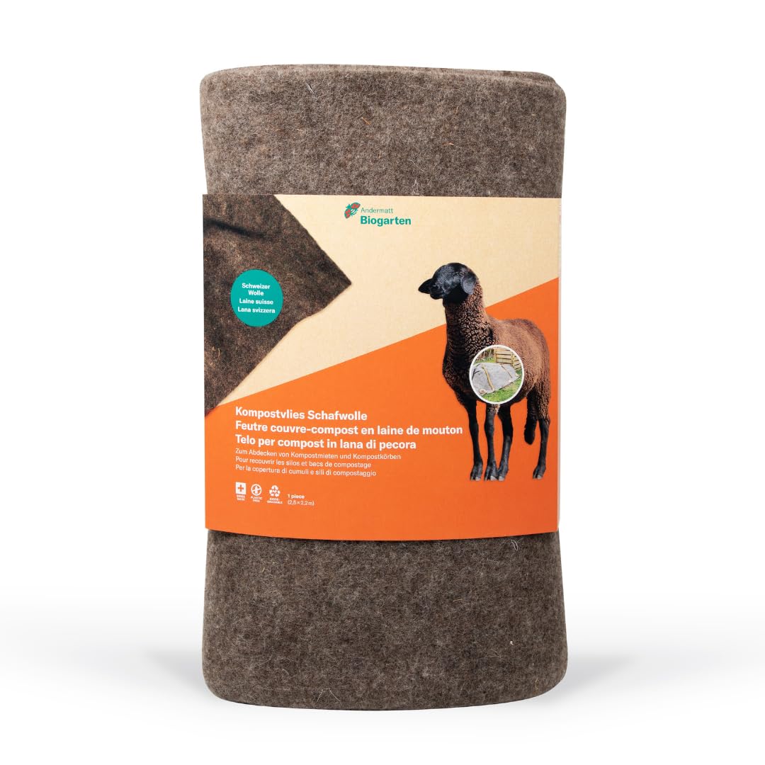 Andermatt Biogarten Kompostvlies aus Schafwolle 250 x 220 cm – natürliche Kompostabdeckung, atmungsa