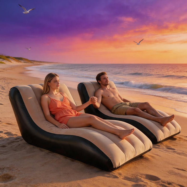 Aufblasbares Sofa mit Flockoberfläch, Tragbare Aufblasbarer Sessel, Wasserdichtes Luftsofa Aufblasba