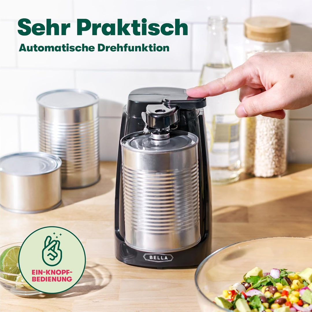 bella Elektrischer Dosenöffner und Messerschärfer, multifunktionaler Glas- und Flaschenöffner mit ab