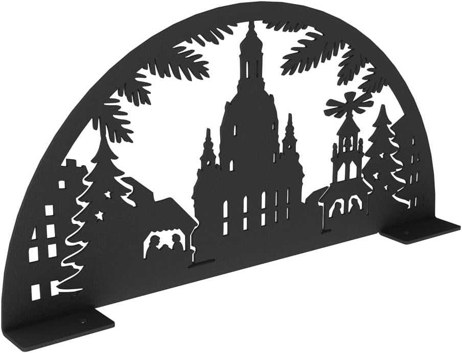 KNOBLOCH Schwibbogen aus Metall Winter-Motiv | für Innen | Schwarz | Weihnachtsdeko für Fenster, Gar