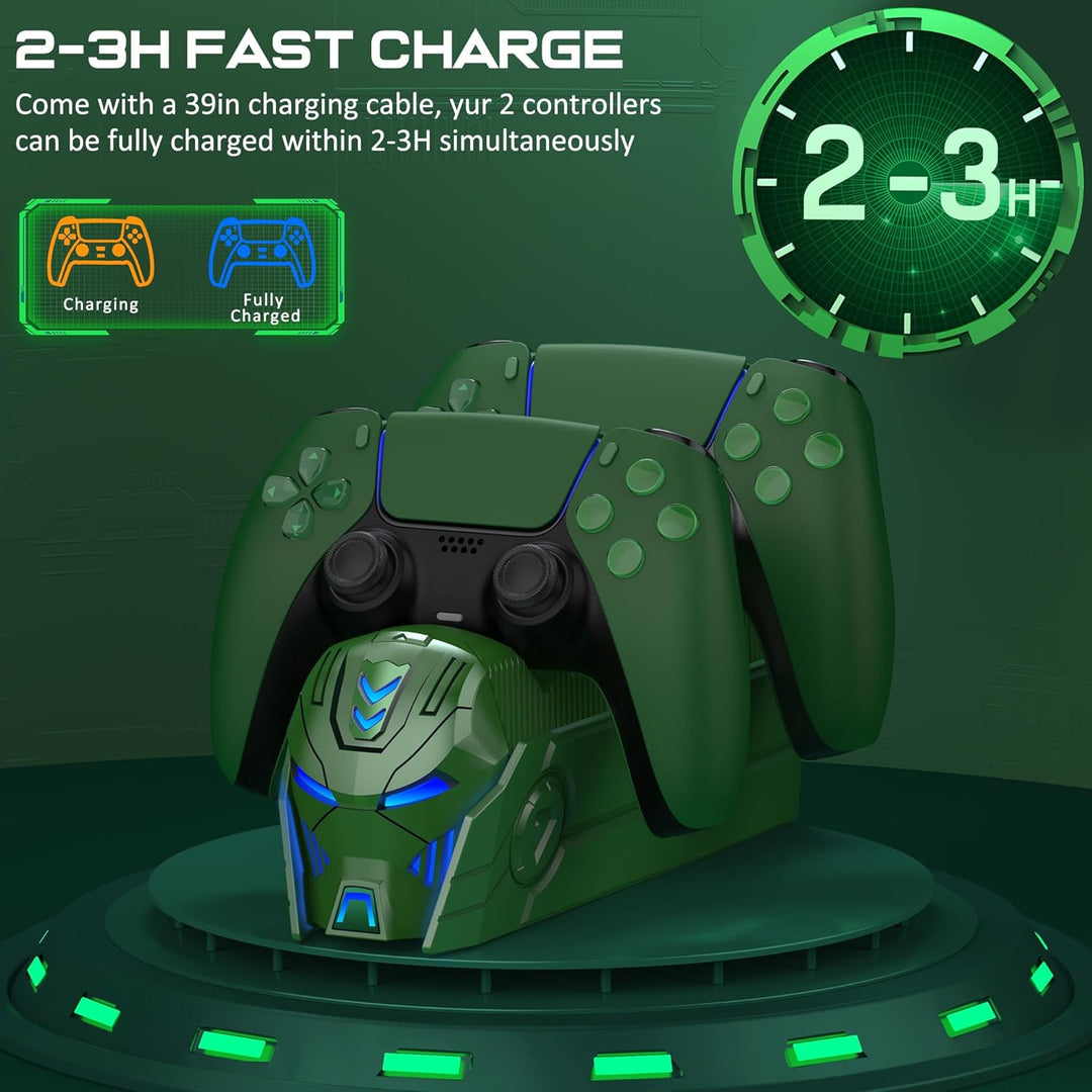 PS5 Controller Ladestation Zubehör, PS5 Ladestation Controller mit Cooles Aussehen Helm/2-3 Std Schn