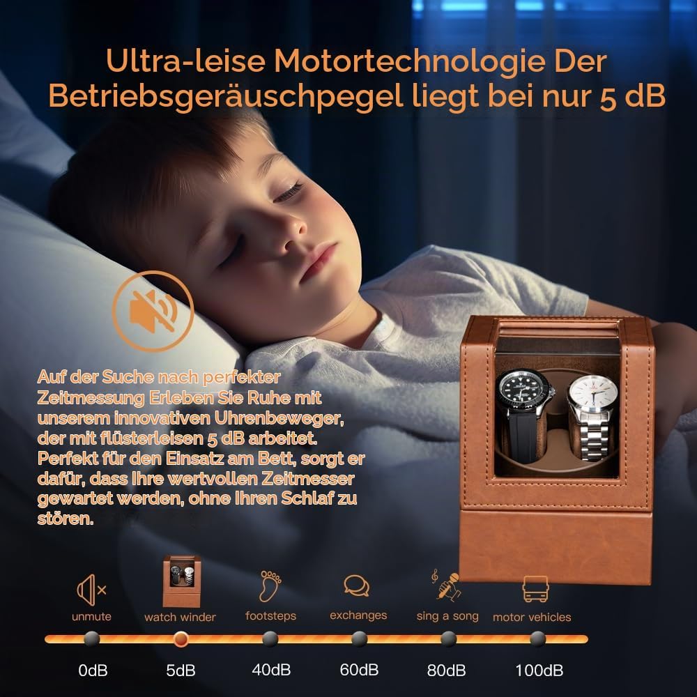 Automatische Uhrenbeweger Box,luxuriöser Uhrenbeweger,Uhrengehäuse mit leisem Mabuchi Motor,Batterie