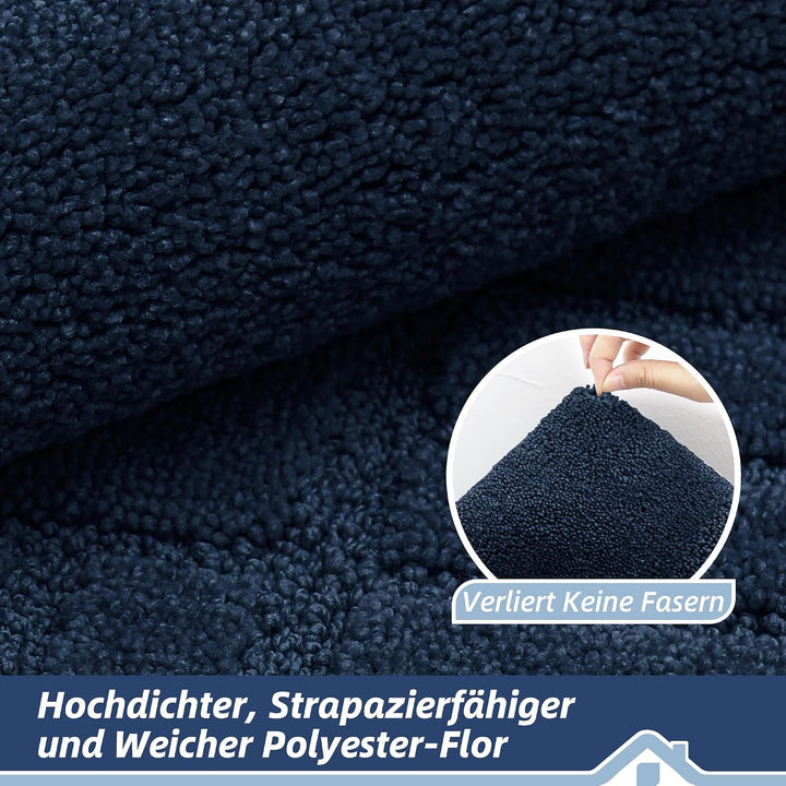 BEQHAUSE Fussmatte Innen, Waschbare und TPR rutschfeste, Blau, 50x80cm | Schmutzfangmatte für Haustü