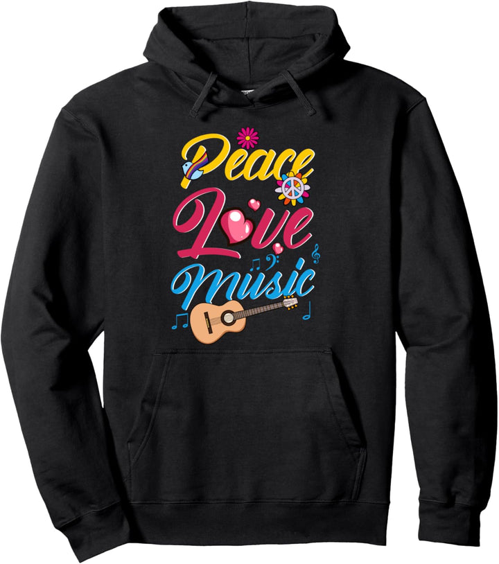Peace Love Music Hippie Hipster Musical Festival Pullover Hoodie