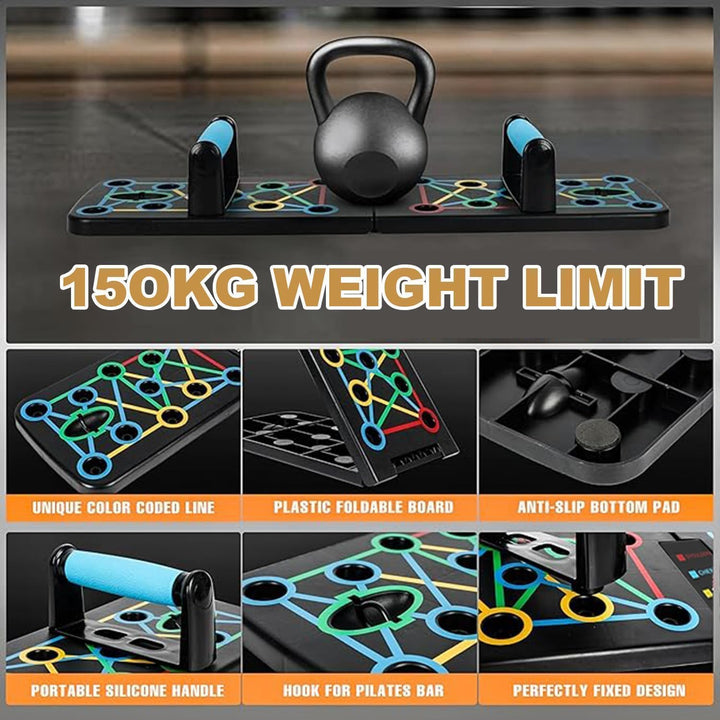Push Up Board, 17 in 1 Faltbare Liegestütz Brett mit Handgriff, Multi-Funktions Portable Liegestützg