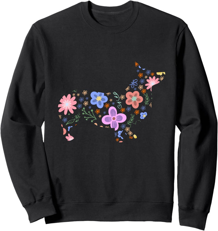 Korgi Blumen Silhouette Geschenke Corgi Hundebesitzer Gesche Sweatshirt