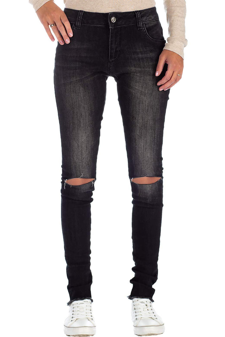 Cipo & Baxx Damen Slim Fit Jeans Hose Hüftjeans Skinny Stretch 29W / 34L Schwarz - 43, 29W / 34L Sch