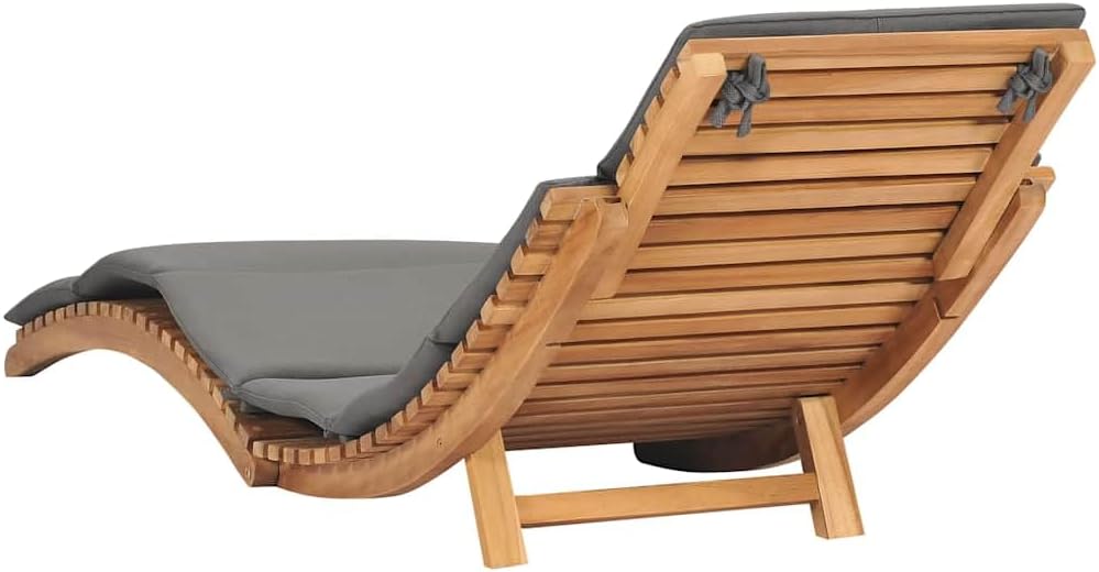 vidaXL Teak Massiv Sonnenliege Klappbar mit Dunkelgrauer Auflage Klappliege Gartenliege Relaxliege G