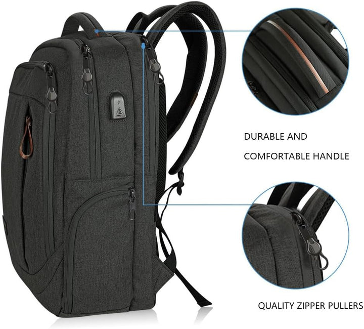 KROSER Laptop Rucksack 17,3 Zoll Reiserucksack Handgepäck Tagesrucksack Wasserabweisende Multifunkti