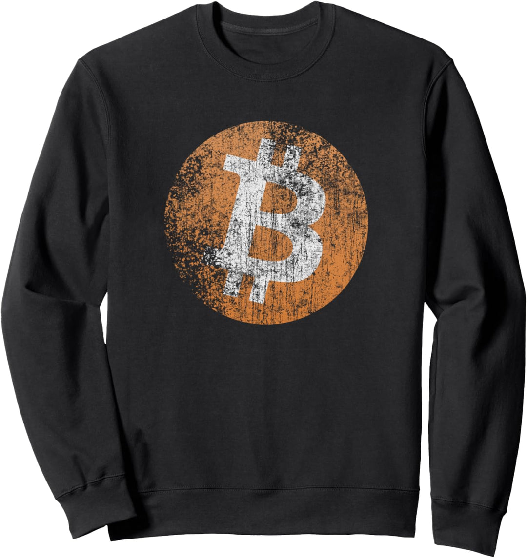 Distressed-Effekt Bitcoin-Logo, Crypto Sweatshirt