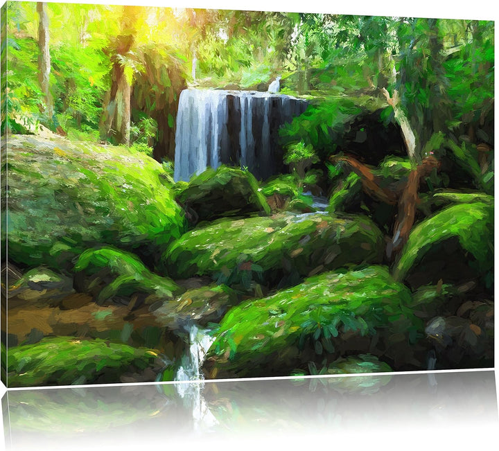 Pixxprint Regenwald in Thailand / 100x70cm Leinwandbild bespannt auf Holzrahmen/Wandbild Kunstdruck
