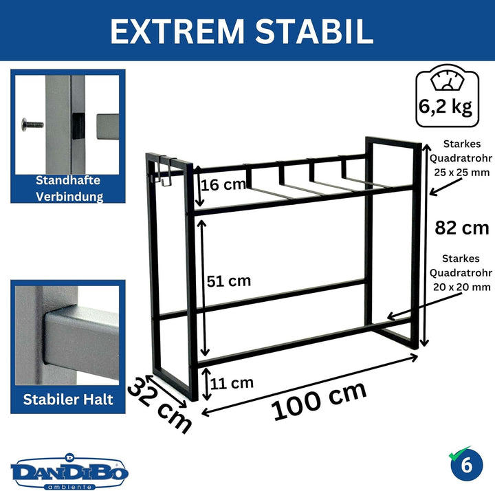 DanDiBo Getränkekistenregal 6 Kisten mit Gitter Haken 100 cm Metall 96598 Getränkeregal Kistenregal