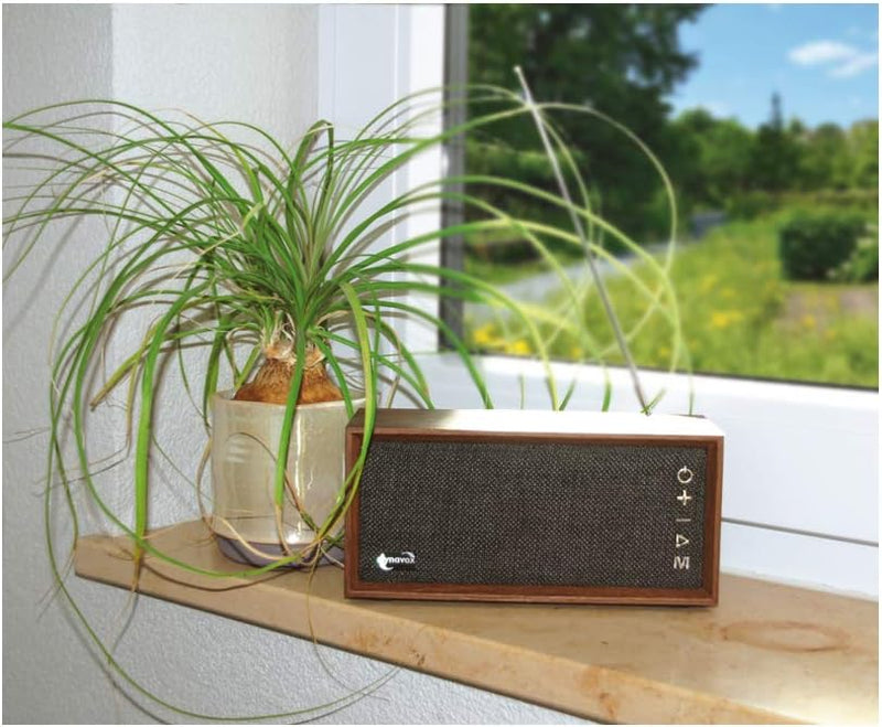 Dynavox FMP3 BT, kompaktes FM-Küchenradio in edlem Holz-Design, portabler Wireless-Lautsprecher mit