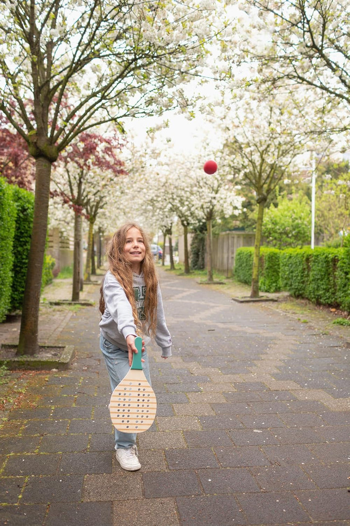 BS Toys Padel-Schläger aus Holz - Indoor- und Outdoor-Spielzeug - Fördert visuell-motorische Koordin