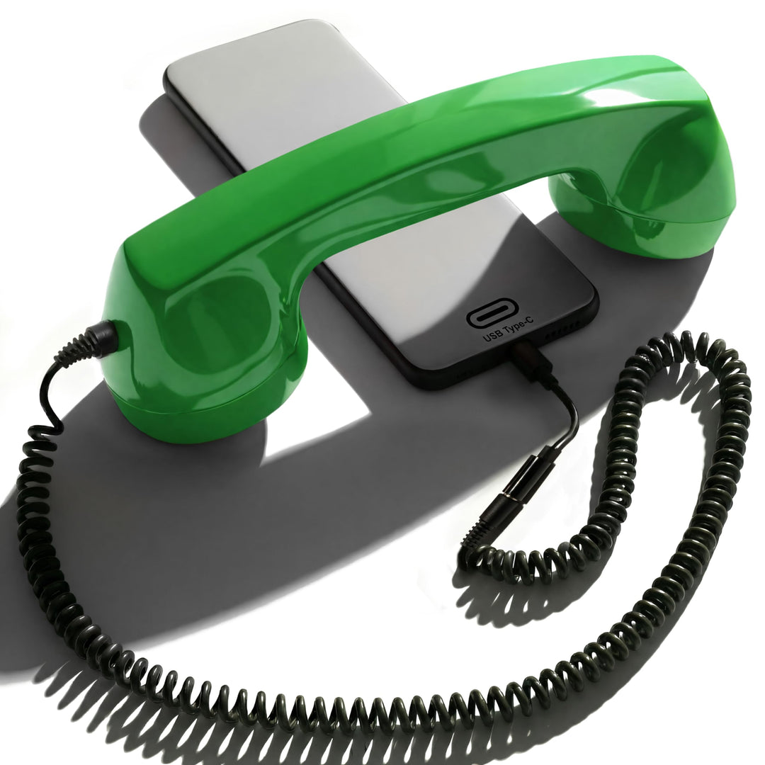 Opis 60s Micro - Retro Handyhörer für Android Smartphones, Tablets, Notebooks und Handys in der Form