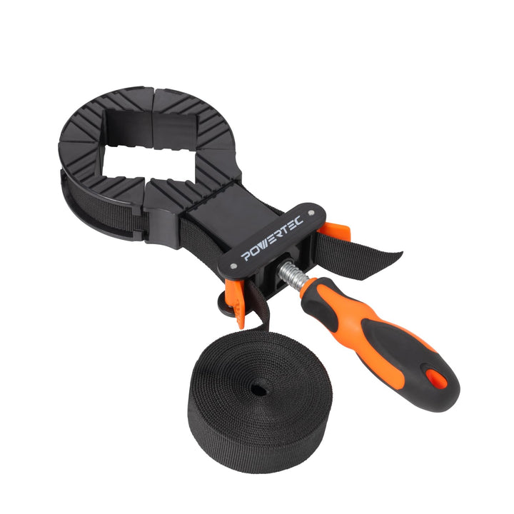 POWERTEC 71101 Deluxe Schnellspann-Gurtklemme | Holzbearbeitungsrahmen Spannbandhalter, schwarz 4 m