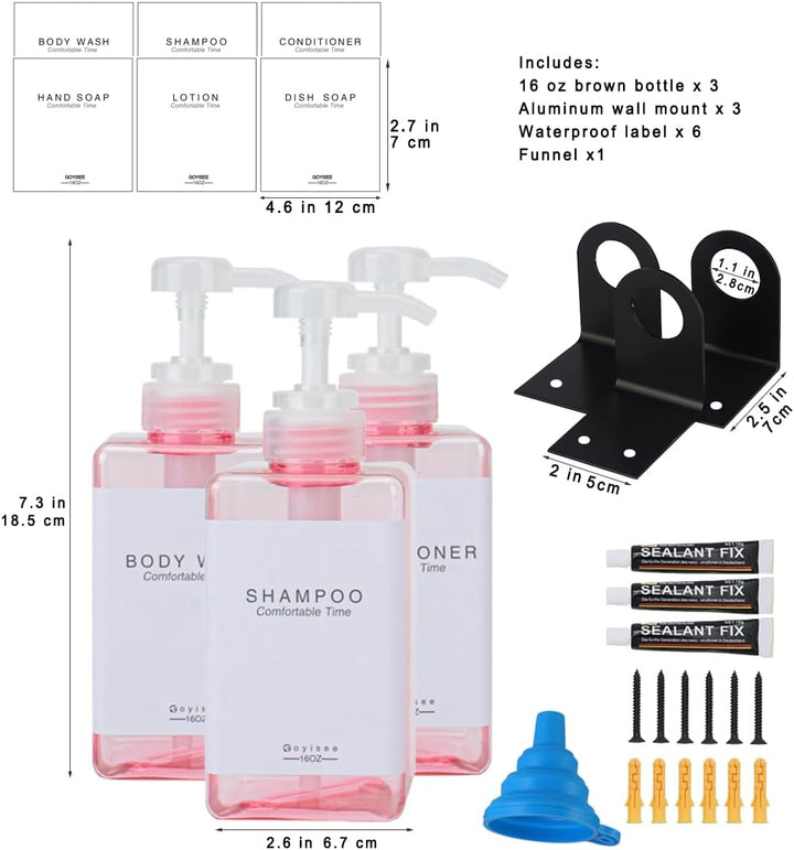 Nachfüllbare Shampoo- und Conditioner-Flaschen für Duschwand, Shampoo- und Conditioner-Spender mit P
