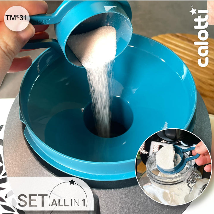 Multitools für Thermomix TM31 - Trichter, Mixraumverkleinerer, Dampfkamin, Spritzschutz, Teigblume,