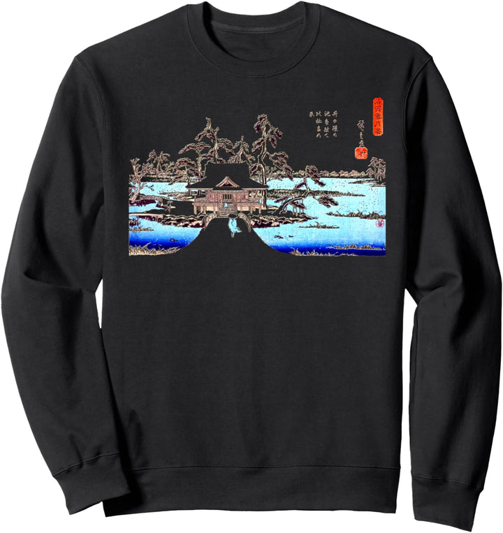 Vintage Famous Japanese Art "Snow Benzaiten Shrine" Stylish Sweatshirt