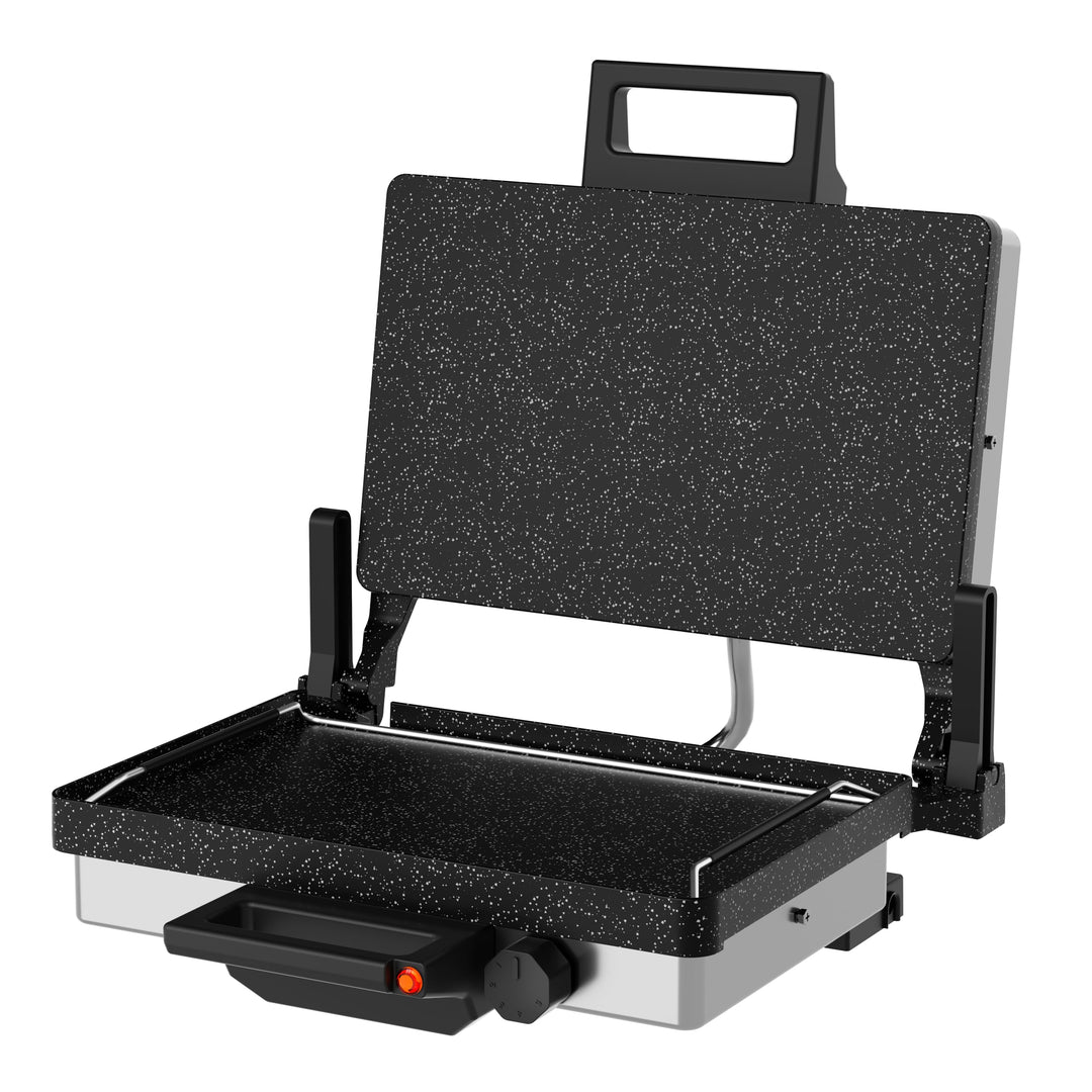 Roland Germany Multigrill, 2000W Elektro-Kontaktgrill, Schwarz, 340x220mm Grillplatten, 5-Stufen Tem