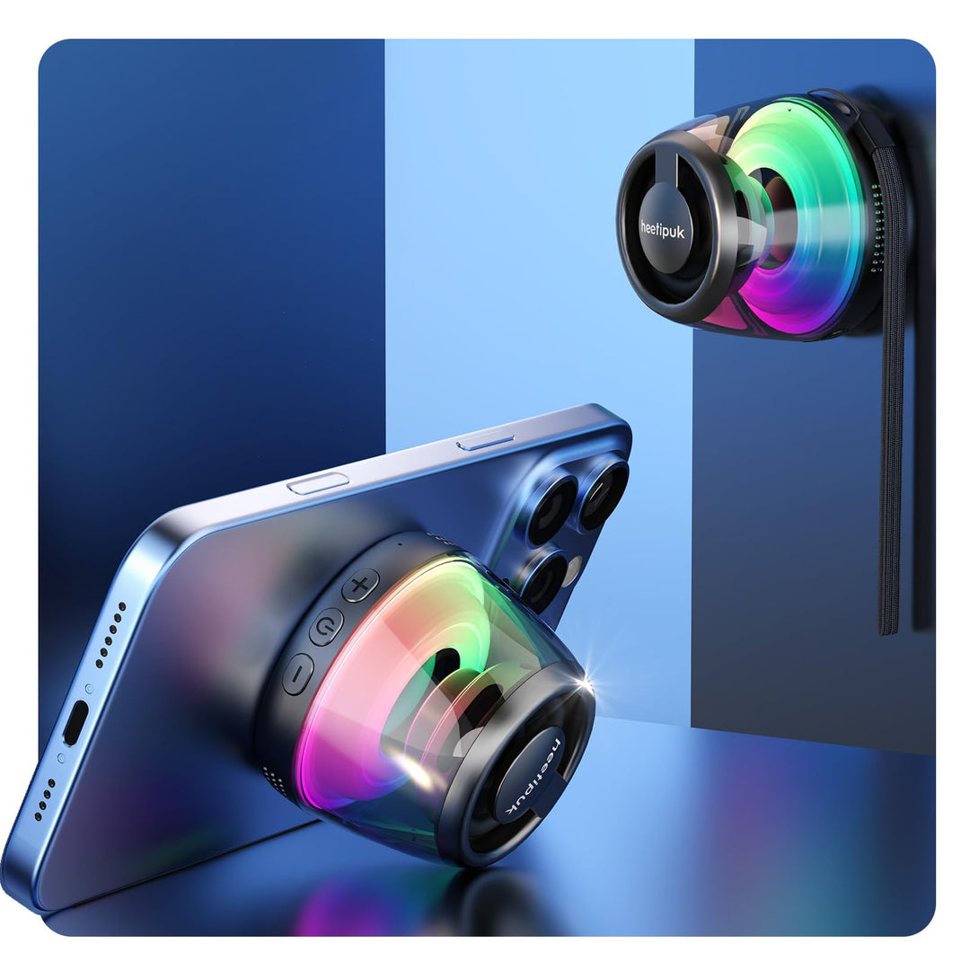Magnetischer Bluetooth Lautsprecher, Tragbarer Mini Bluetooth Speaker mit Handyhalterung, 7 Stunden