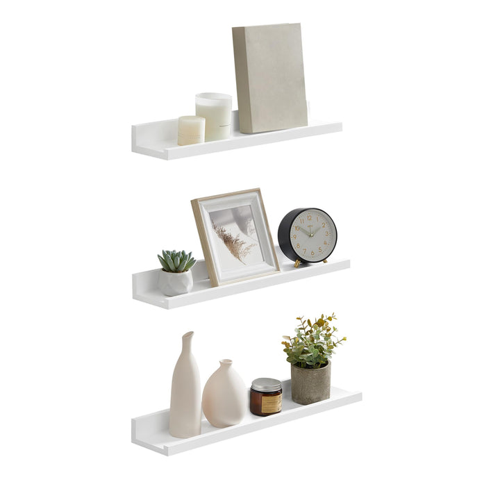 SONGMICS Wandregal, Schweberegal, 3er Set, 10 x 38 cm, Wandboard für Bilderrahmen und Bücher, Bilder