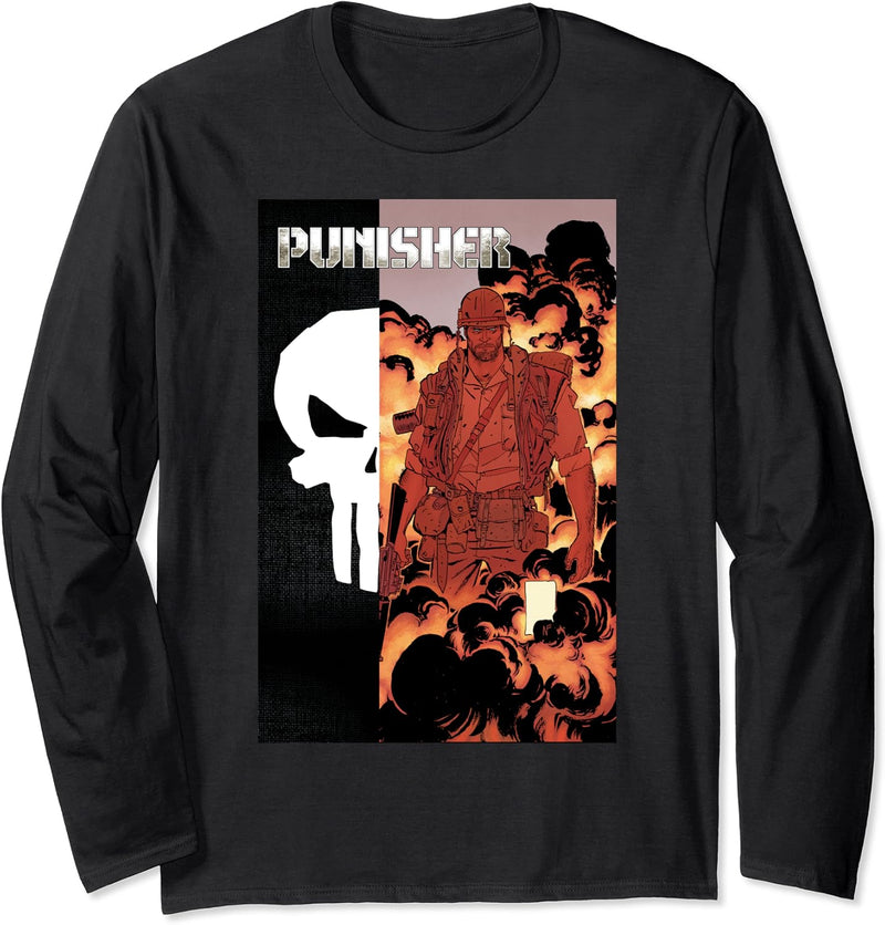 Marvel The Punisher Combat Split Comic Cover Langarmshirt