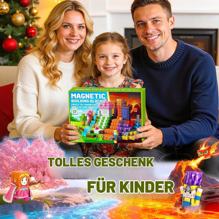 Magnetische Bausteine - 216 Teile Magnetbausteine Magnetspielzeug - Magnetisches Bausteine Blöcke Ki