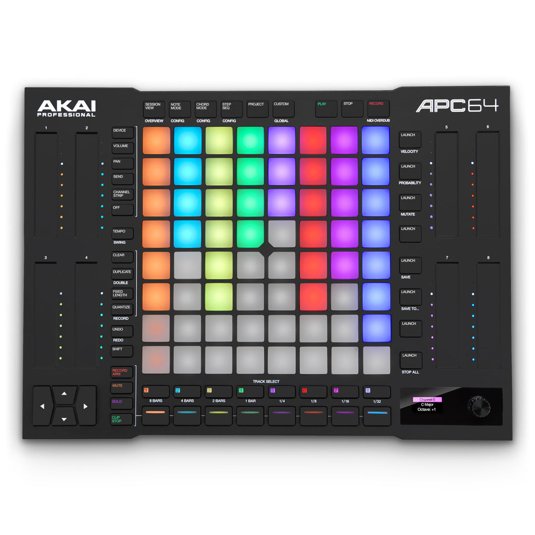 Akai Professional APC64 Ableton MIDI Controller mit 8 Touch Strips, Step Sequencer, 64 anschlagsdyna