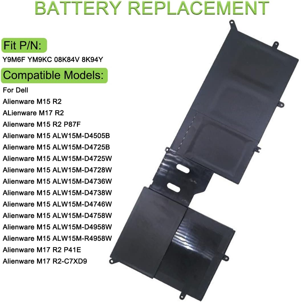 XITAIAN Y9M6F 08K84Y 11.4V 76Wh Ersatz Laptop Akku für Dell Alienware M15 M17 R2 P41E P87F ALW15M C7