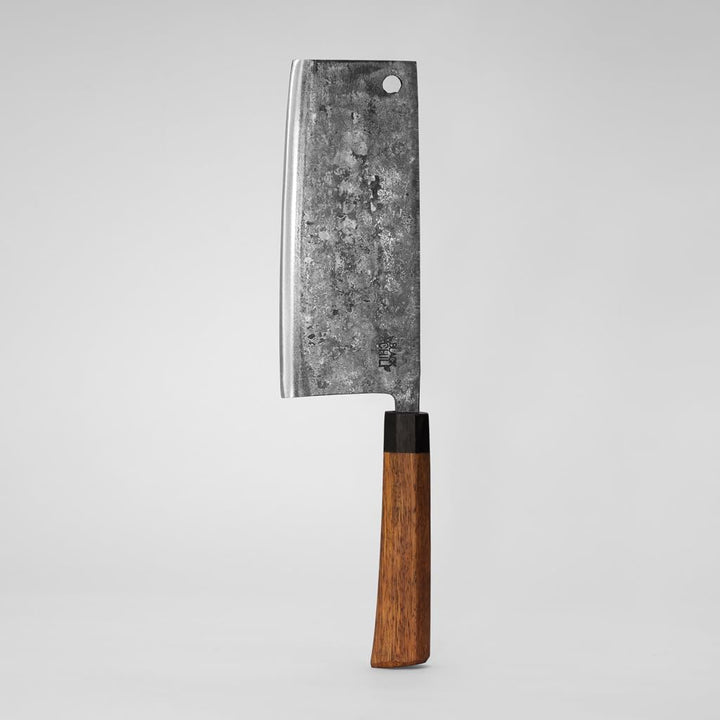 Hackmesser (Chinesisches Kochmesser) für Fleisch und Gemüse | Griff: Eisenholz | 18 cm Carbonstahl K