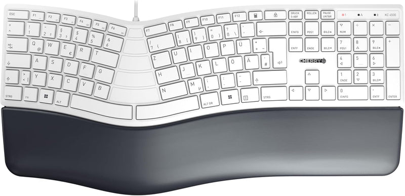 CHERRY KC 4500 Ergo, ergonomische Tastatur, Deutsches Layout (QWERTZ), kabelgebunden, gepolsterte Ha