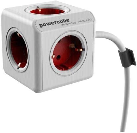 Allocacoc PowerCube Verlängerungskabel (3m, 5X Verteiler DE) 1307/DEEXPC Weiss,rot